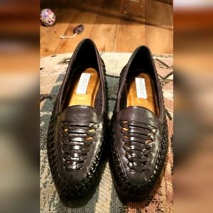 PARTNERS Women's Leather Slip on Shoes Napa Navy size 8